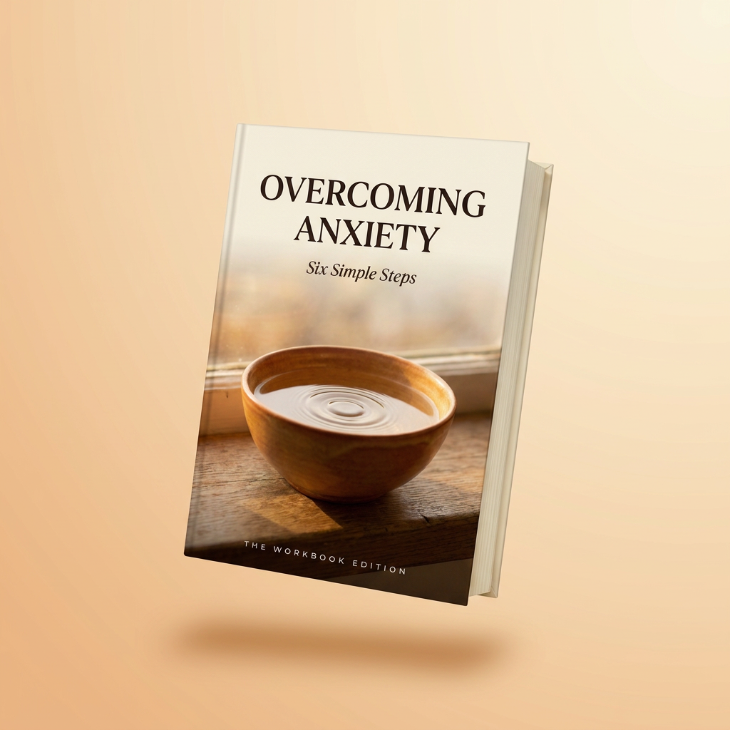 Overcoming Anxiety — Six Simple Steps, 3D book mockup